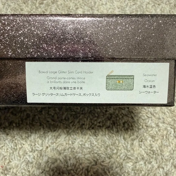 NWT Kate Spade Kenzie Boxed Glitter Large Slim Cardholder in Seawater Green - Picture 12 of 12